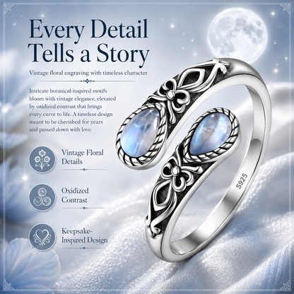 Vintage Moonstone Floral Ring