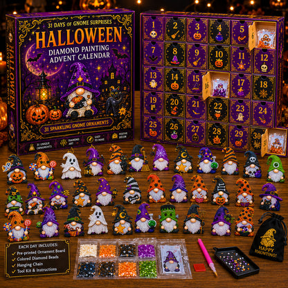 🎉🇺🇸 Limited Edition!🔥🔥 👻 Countdown to Halloween Magic! 🎃✨ 31-Day Gnome Diamond Art Advent Calendar – Create a New Sparkling Surprise Every Day! 💎