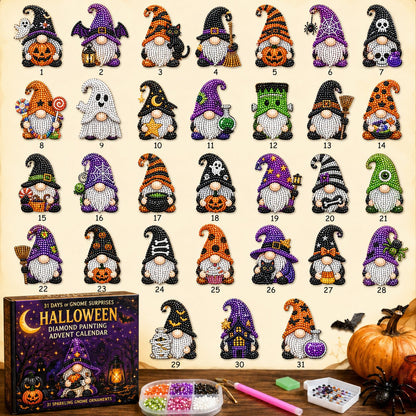 🎉🇺🇸 Limited Edition!🔥🔥 👻 Countdown to Halloween Magic! 🎃✨ 31-Day Gnome Diamond Art Advent Calendar – Create a New Sparkling Surprise Every Day! 💎