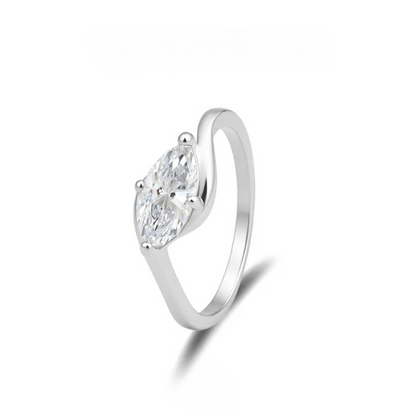 💍 1ct Marquise Moissanite Ring – Silver-Plated Solitaire Gift
