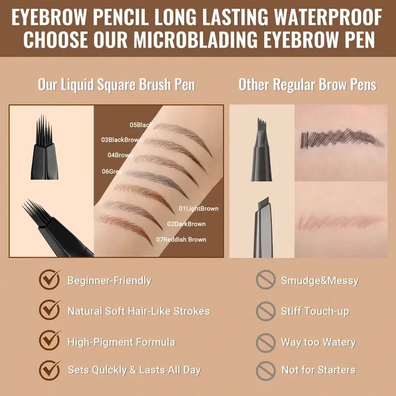 ✏️Original 4D Brush Tip Waterproof 2-in-1 Dual-Ended Eyebrow Pen