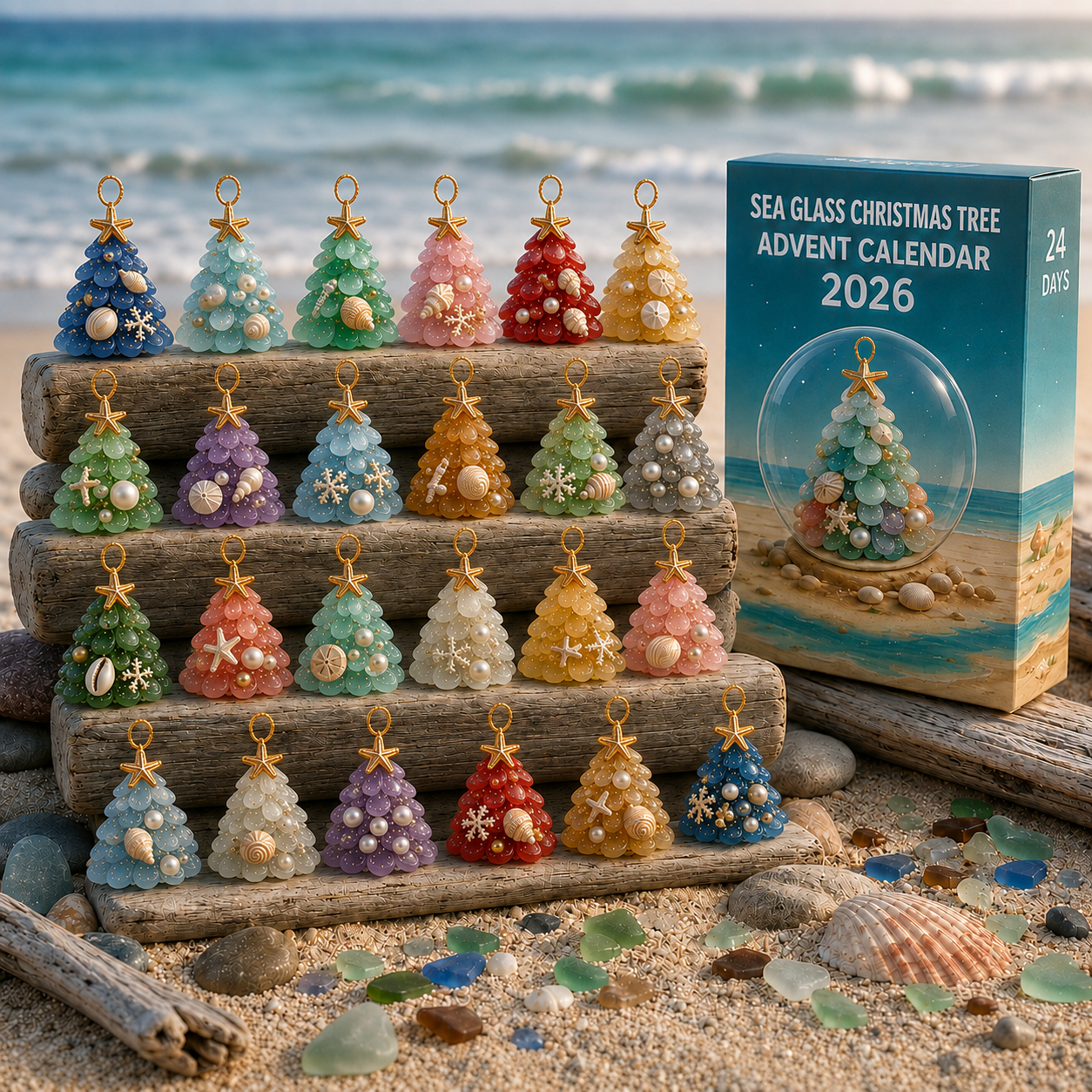 ✨Sea Glass Christmas Tree Ornament Advent Calendar