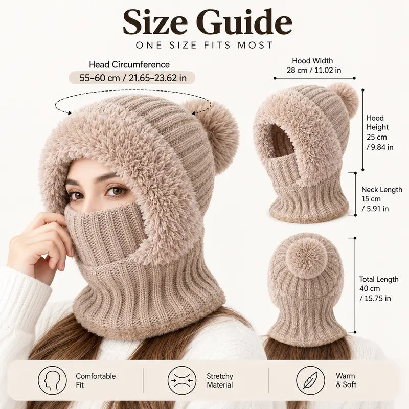 girls 3 in 1 fleece winter balaclava keep warm face covers mask with hat landing 08