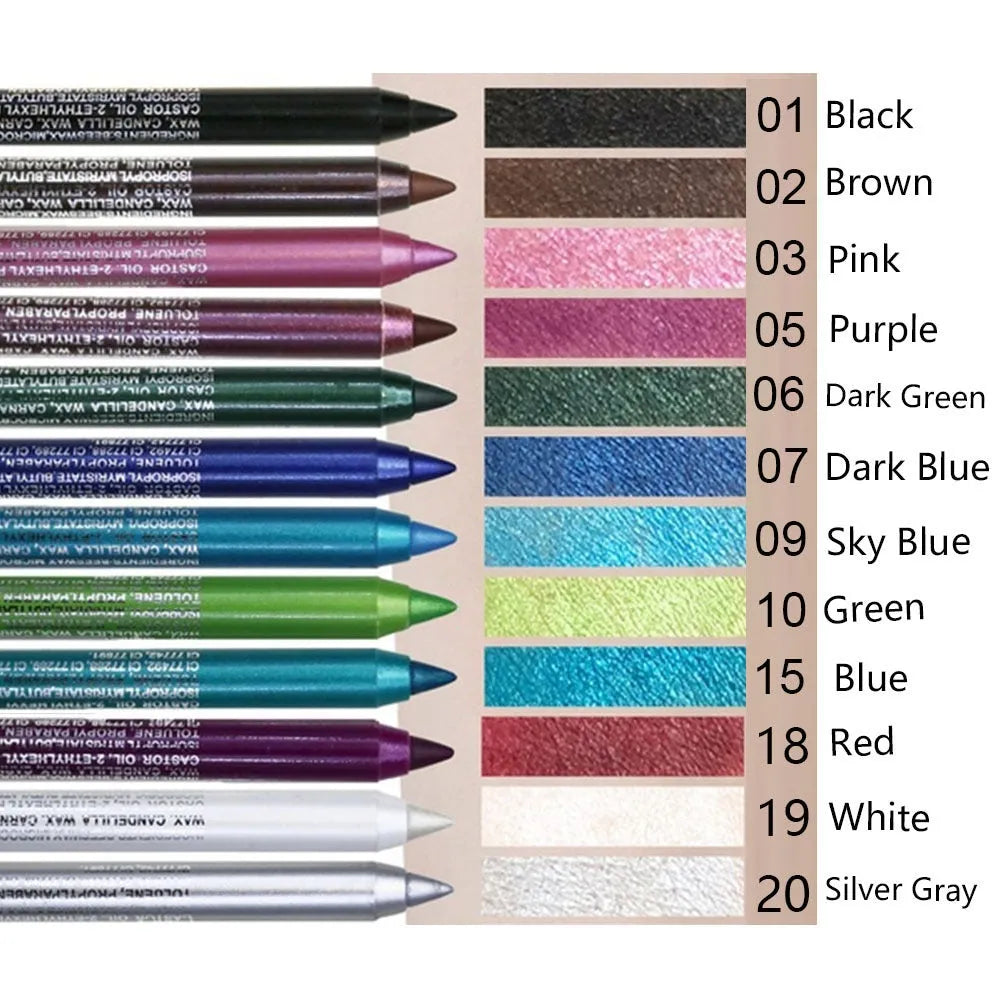 12-Pack Eyeliner Pencil Waterproof Colored Gel Liners with Metallic & Shimmer Finishes Smudge-Proof