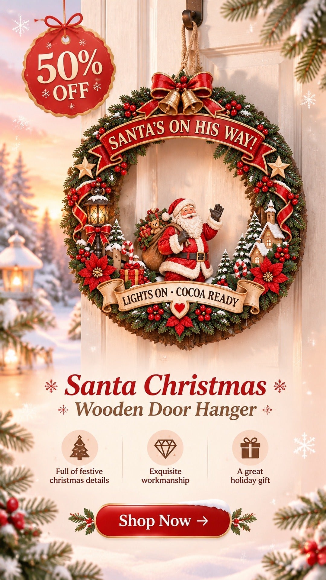 santa christmas wooden door hanger landing 02