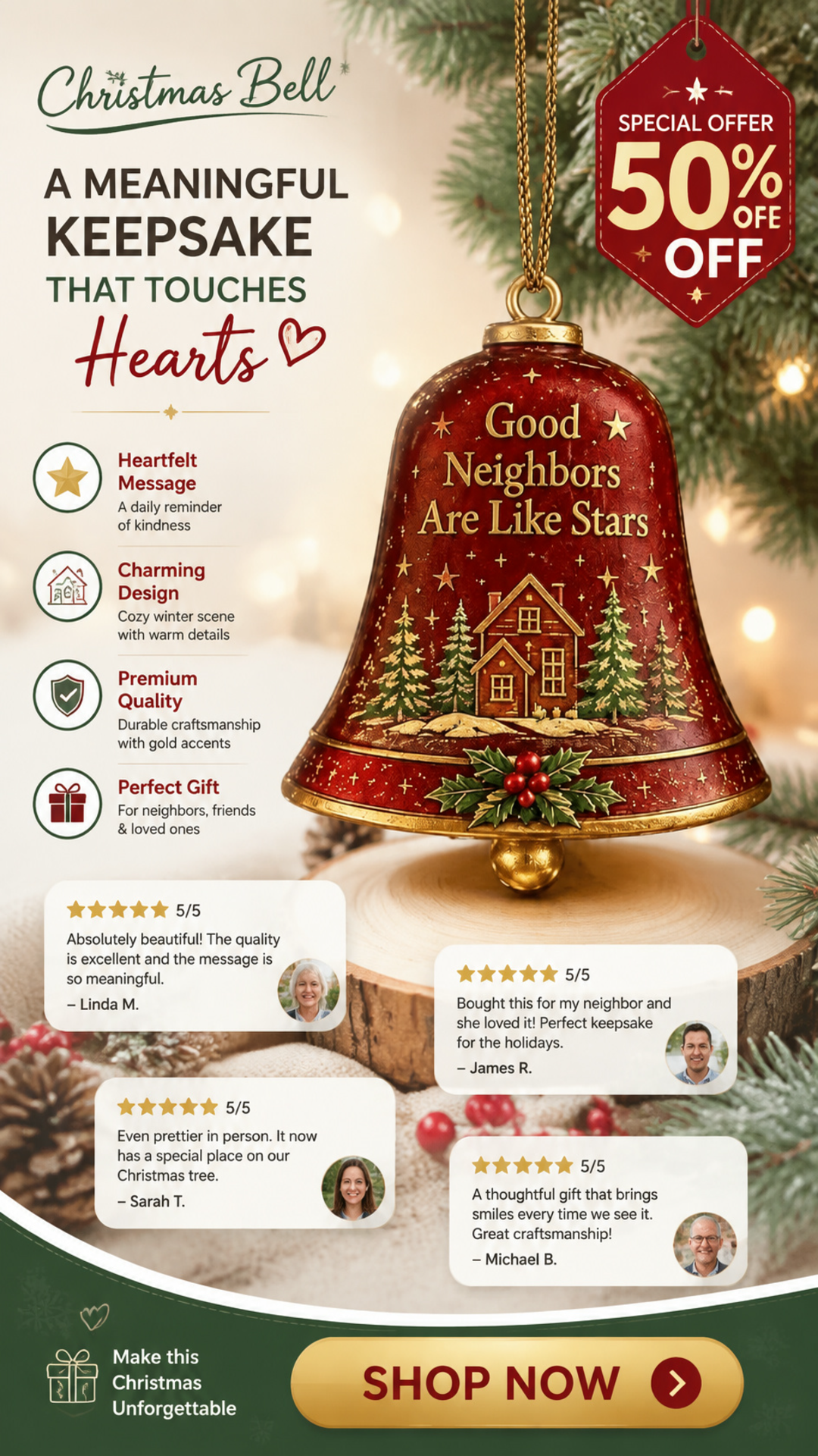 sentimental christmas bell ornament landing 02