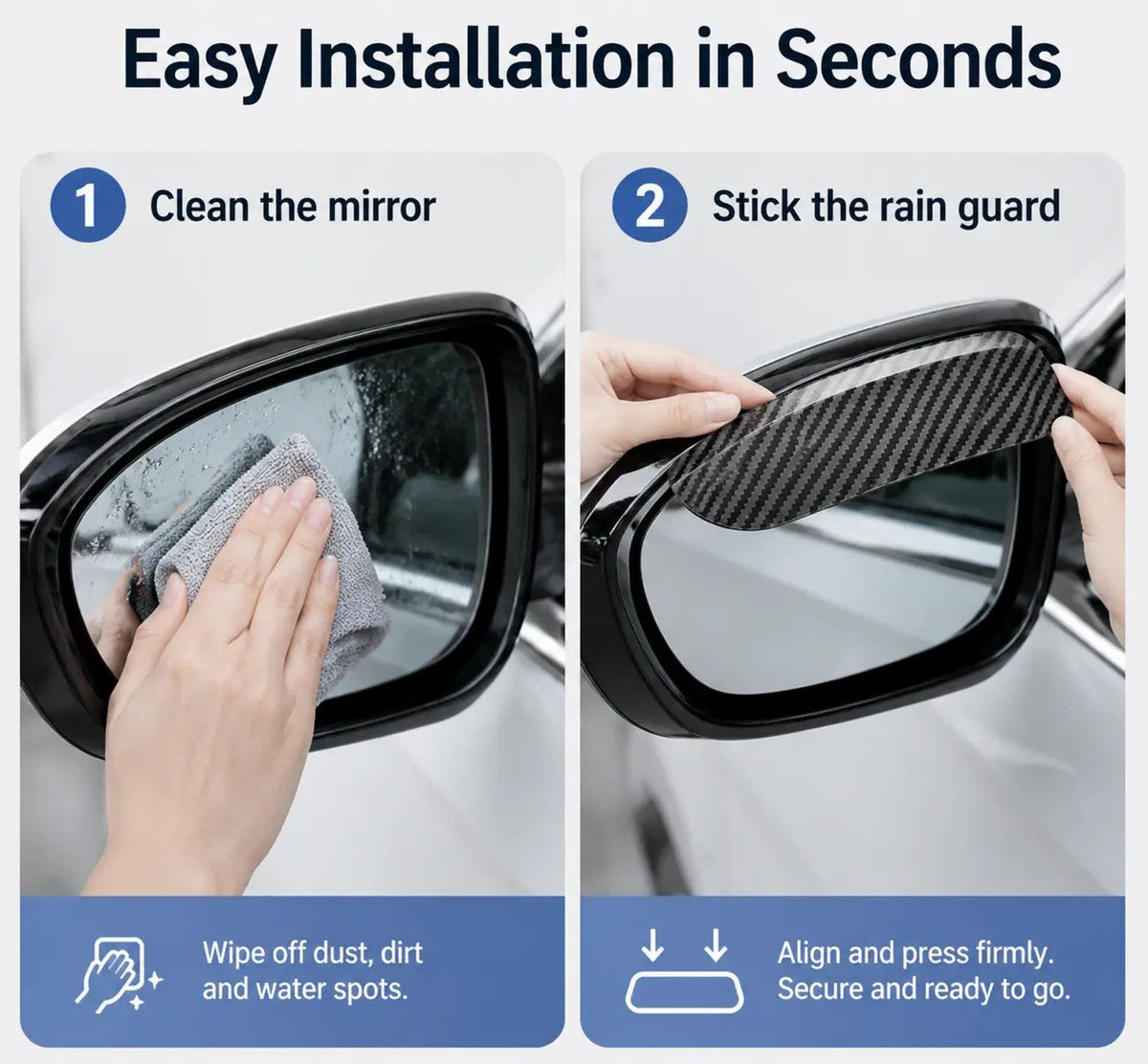 One Pair Snap-On Mirror Rain Visor Eyebrows, Waterproof Carbon Fiber Auto Exterior 🚗
