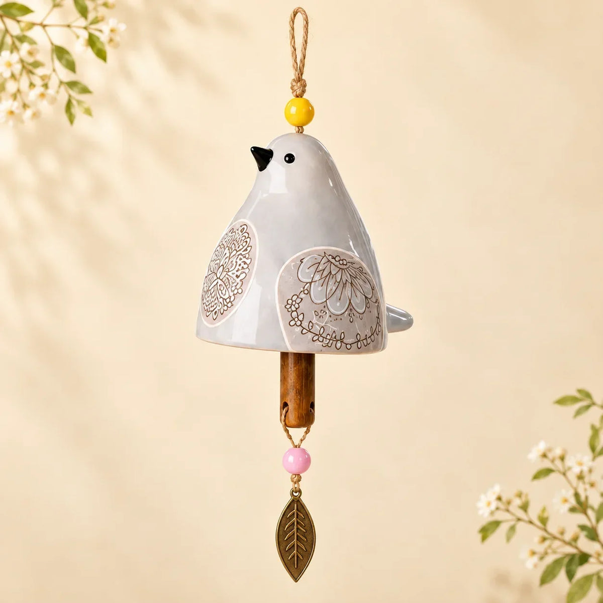 🔥Hot Sale✨60K+ Sold🐦 Hand-Painted Resin Bird Wind Chime, Colorful Folk Art Garden Hanging Decor
