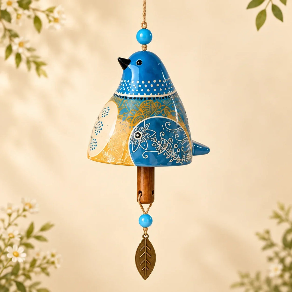 🔥Hot Sale✨60K+ Sold🐦 Hand-Painted Resin Bird Wind Chime, Colorful Folk Art Garden Hanging Decor