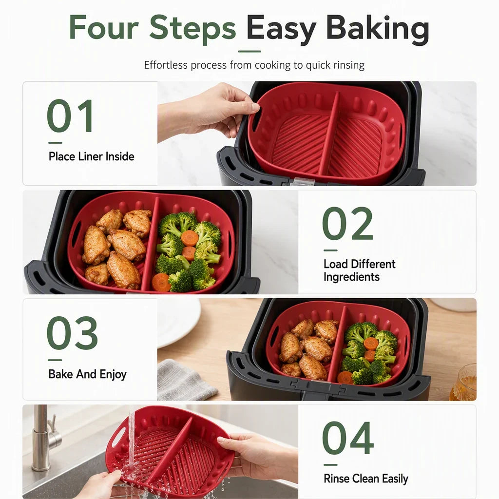 🔥 2026 Hot Sale 30% OFF ✨Reusable Divided Air Fryer Silicone Liner