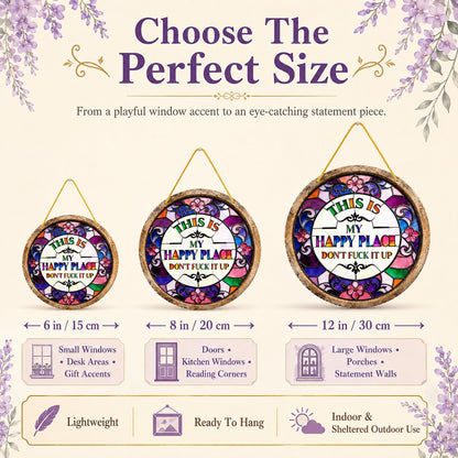 🔥 LAST DAY 49% OFF – 🌈Happy Place Hanging Suncatcher | Sunlight-Catching Quote Decor for Windows, Porches, Patios & Gifts ✨