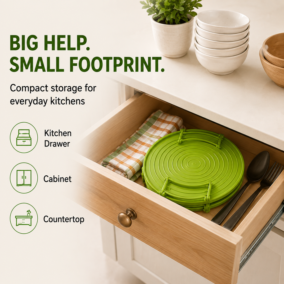 Foldable Microwave Plate Stacker with Cool-Touch Handles