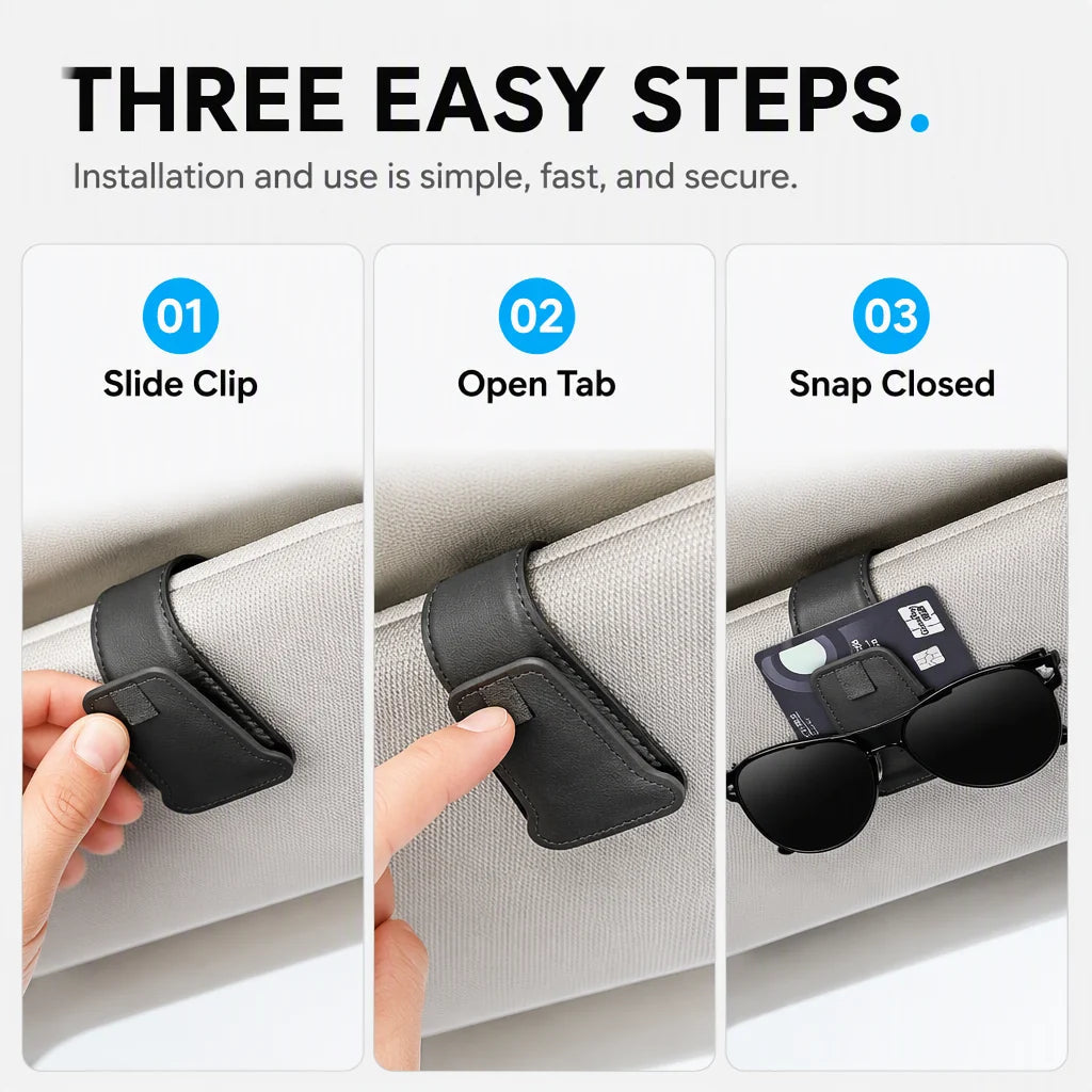 🕶️Car Sunglasses Holder Double Clip Eyeglasses Mount and Ticket Card Clip