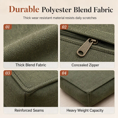 Unstuffed Square Pouf Cover | Storage Ottoman Slipcover for Living Room, Bedroom & Clothes Storage, Washable 45x45x23cm