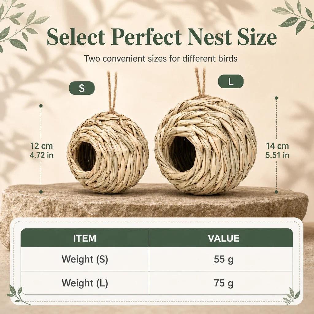 🐦HOT SALE🔥Handwoven Straw Spherical Bird Nest with Round Opening for Outdoor Garden and Yard Decoration🌿✨