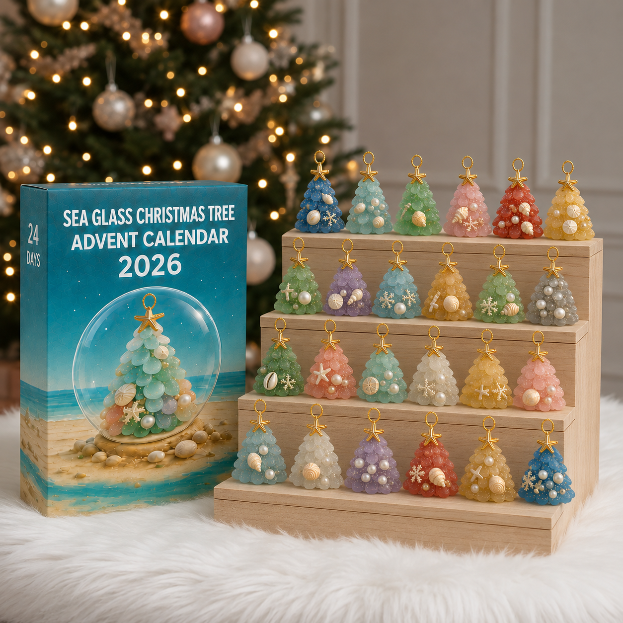 ✨Sea Glass Christmas Tree Ornament Advent Calendar