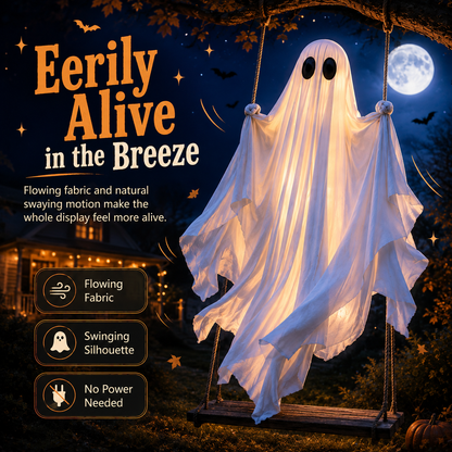 Haunted Swinging Ghost Halloween Yard Decoration – Hanging Outdoor Decor
