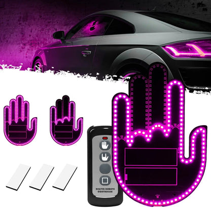 🎉DIBMS Remote Control LED Car Gesture Light – Rechargeable Finger Hand Sign for Rear Window