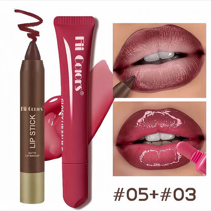 Matte Lip Liner & Moisturizing Lip Oil Cosmetic Set 💄