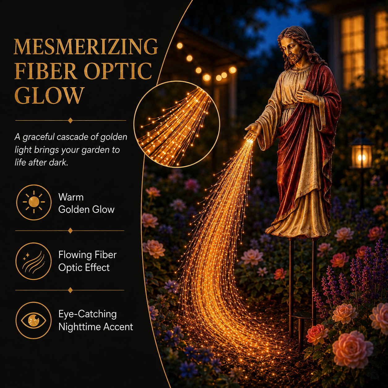 ✝️ Solar Jesus Fiber Optic Garden Light ✨ | Faith‑Inspired Outdoor Decor(🔥 Same as in the video)