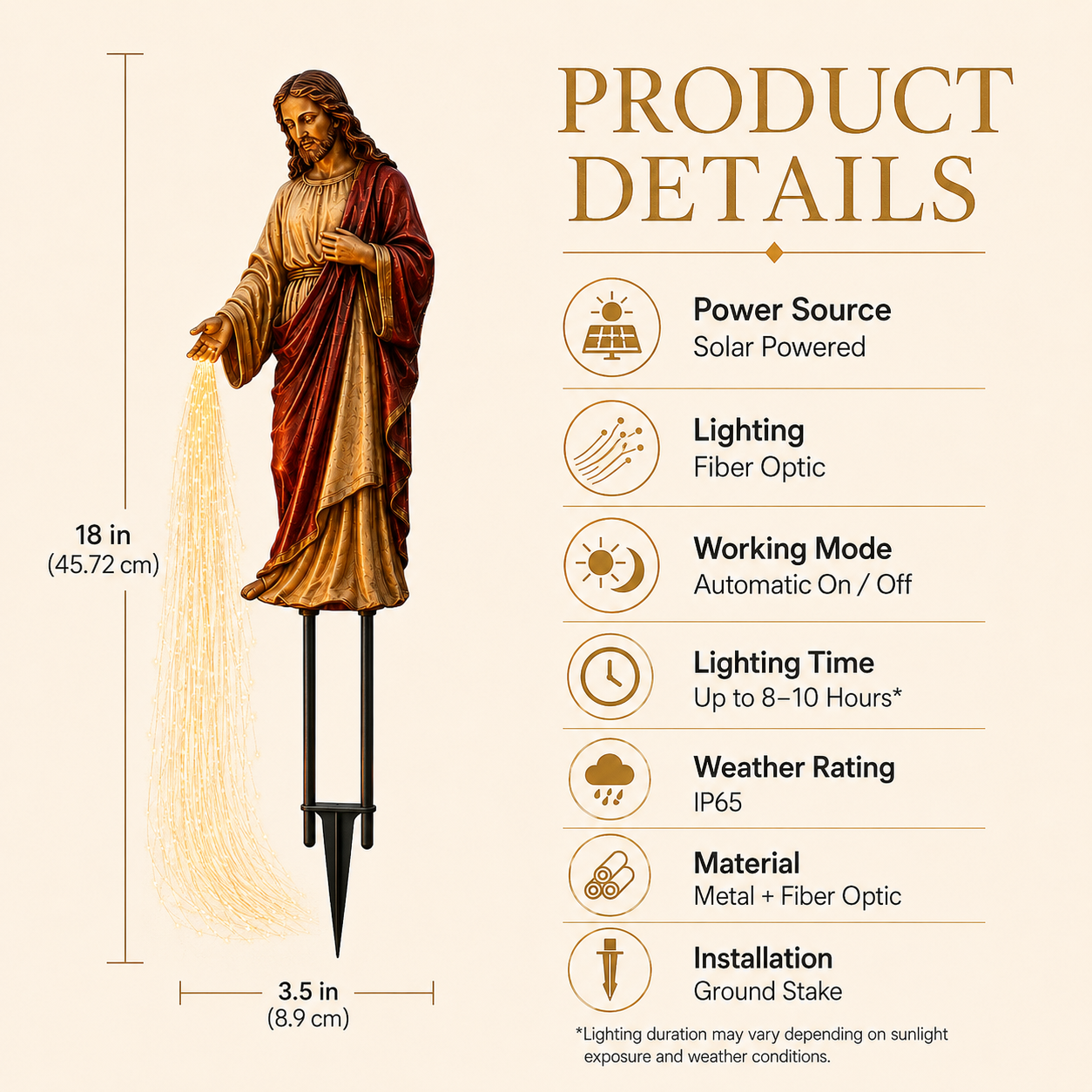 ✝️ Solar Jesus Fiber Optic Garden Light ✨ | Faith‑Inspired Outdoor Decor(🔥 Same as in the video)