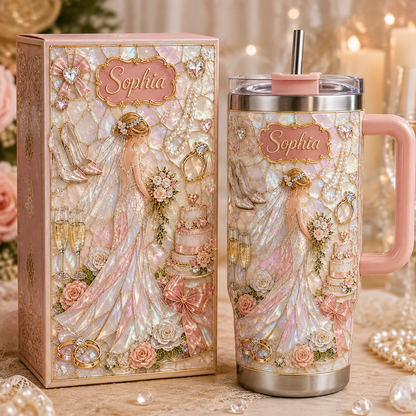💍 Personalized Bride Wedding Tumbler with Gift Box