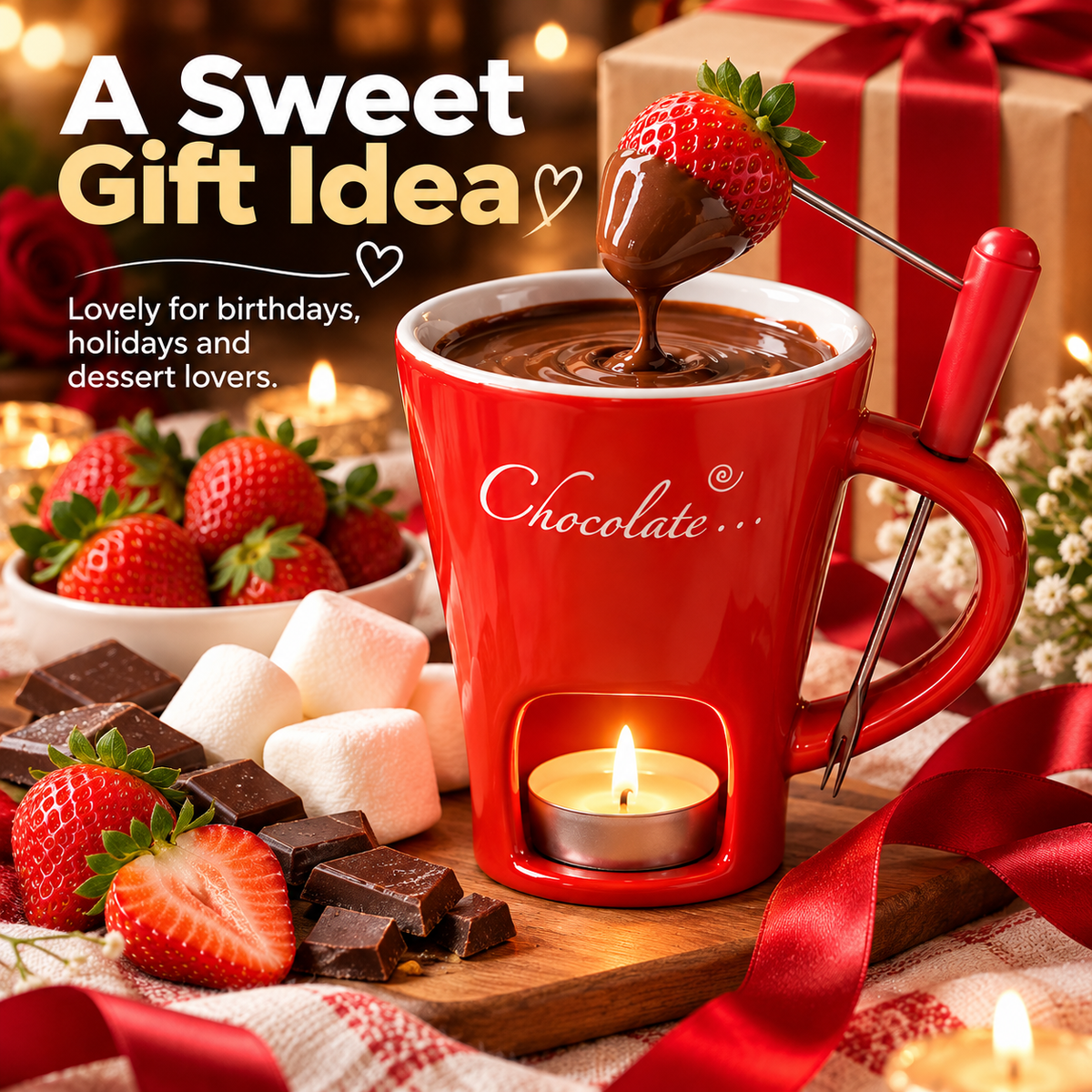 🍫 50% OFF Chocolate Fondue Mug – Candle-Heated Melt & Dip Dessert Set ❤️