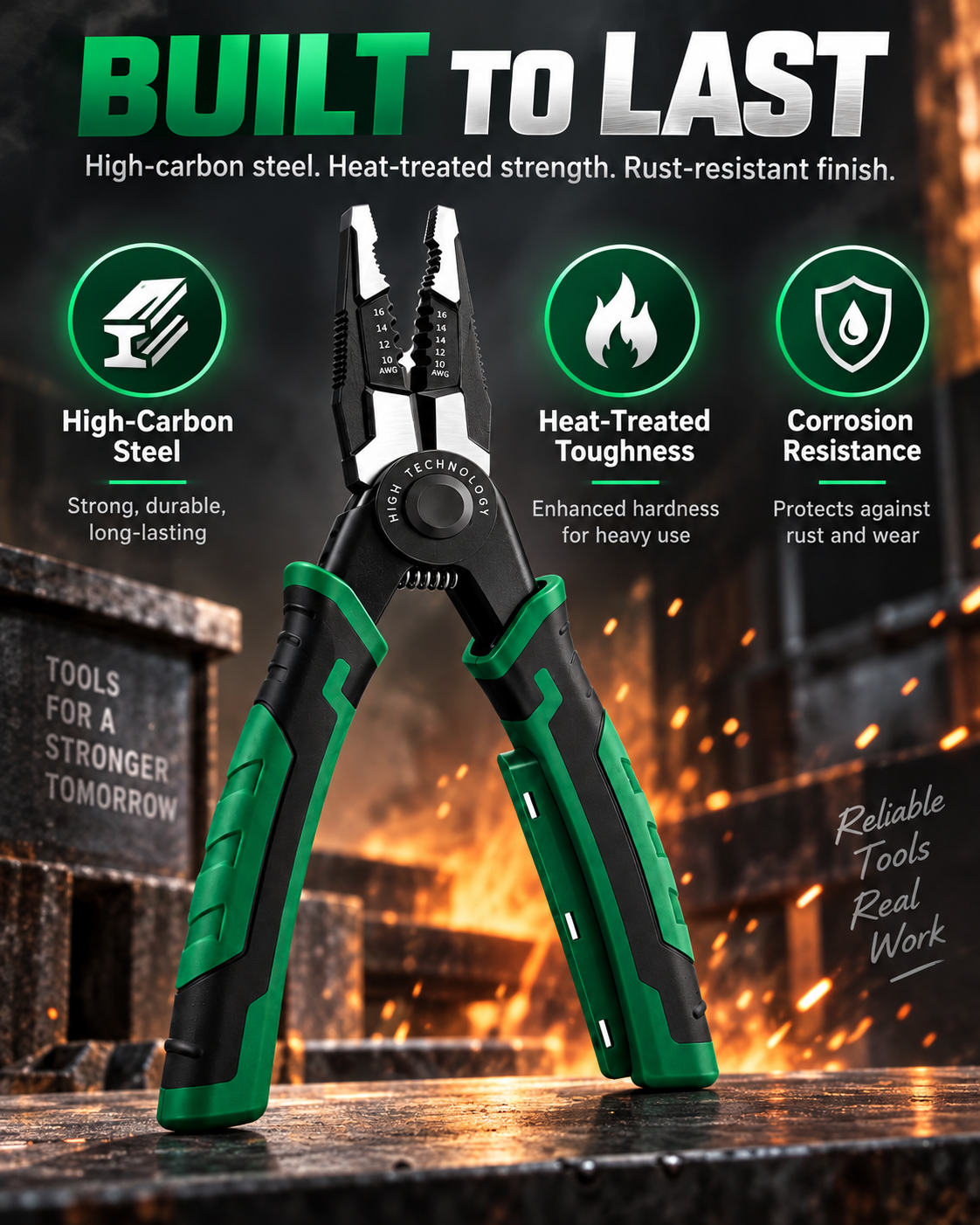 6-in-1 Interchangeable Head Pliers Set, Built-in 12-250V Voltage Detection, High Carbon Steel Multi Tool with Storage Case for Electrical Work, Home & Auto DIY