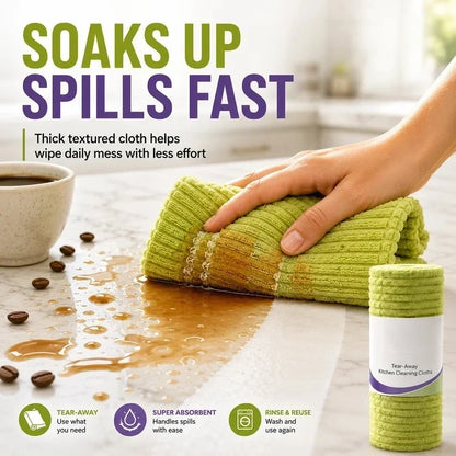 🧽 Reusable Tear-Off Cleaning Cloth Roll – Tear, Wipe, Wash & Reuse