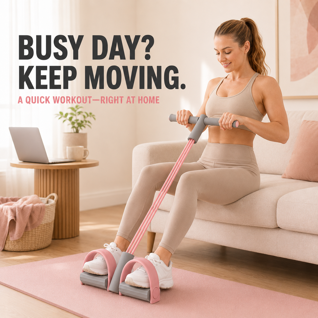 💪 4-Tube Pedal Resistance Trainer – Full-Body Home Workout