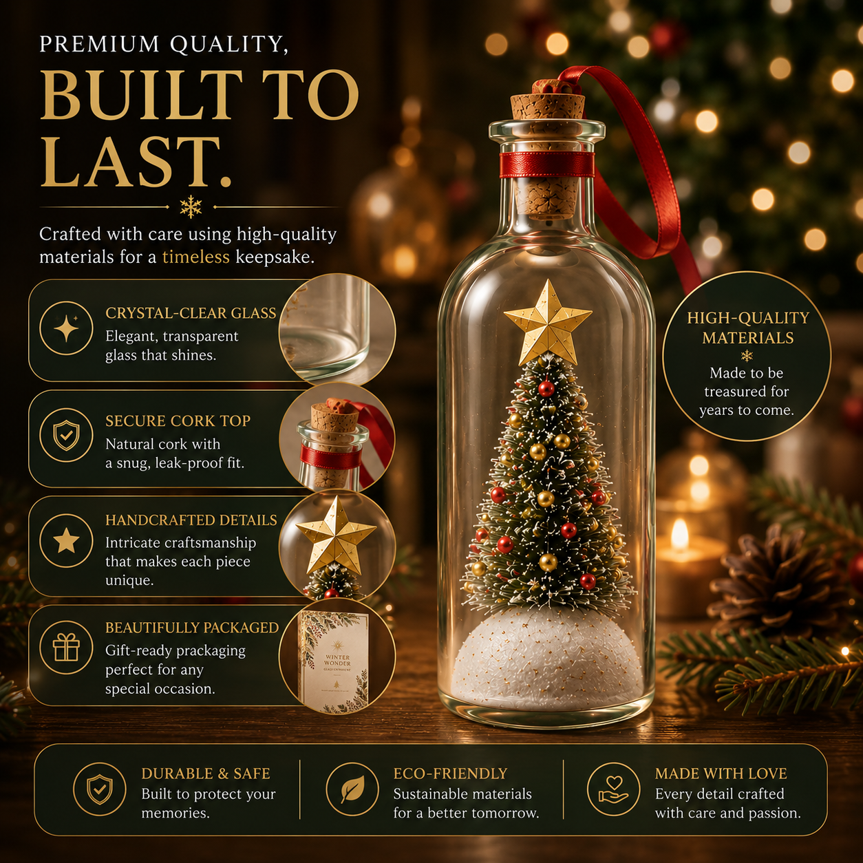 🎁Personalized Voice Recording Christmas Tree Glass Bottle Ornament