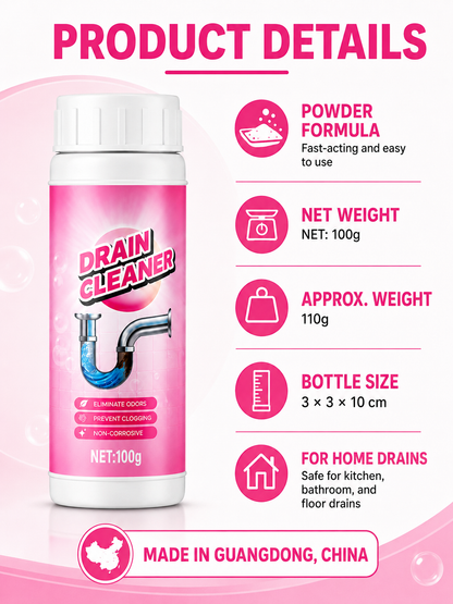 🚿💧 Powerful Drain Cleaner 🫧 Fast Acting Foaming Clog Remover & Deodorizer for Kitchen Sinks Pipes & Household Drains
