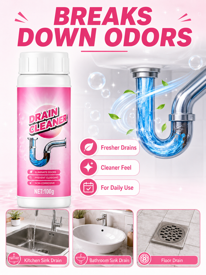 🚿💧 Powerful Drain Cleaner 🫧 Fast Acting Foaming Clog Remover & Deodorizer for Kitchen Sinks Pipes & Household Drains
