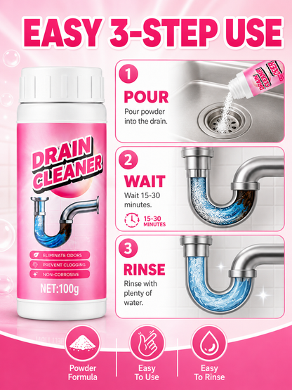 🚿💧 Powerful Drain Cleaner 🫧 Fast Acting Foaming Clog Remover & Deodorizer for Kitchen Sinks Pipes & Household Drains