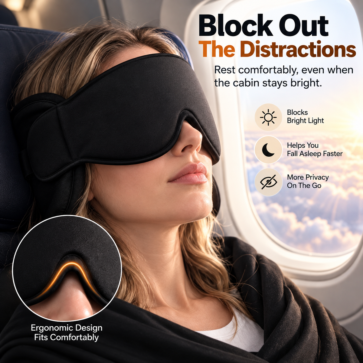 3-in-1 Travel Sleep Support – Blackout Eye Mask & Head Support