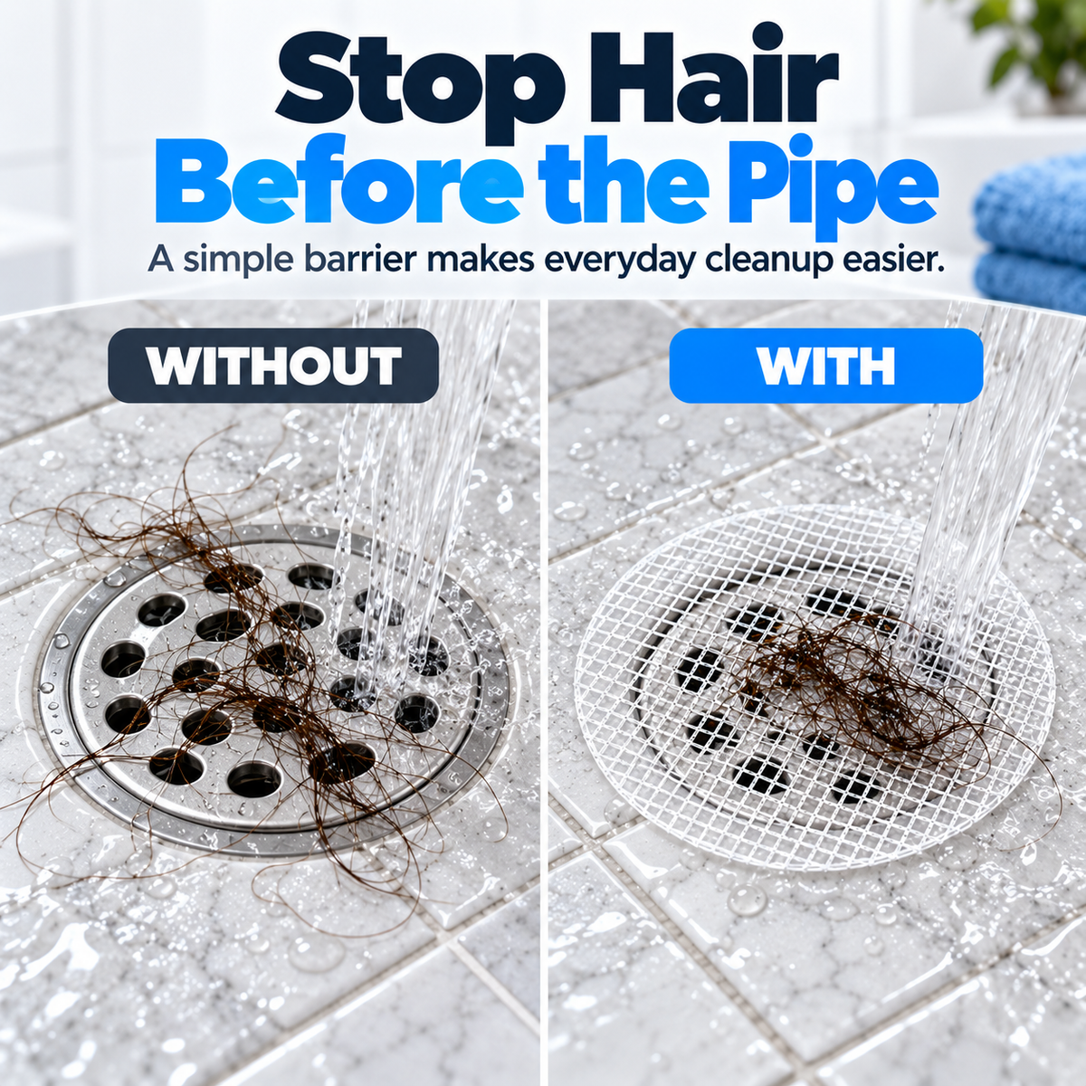 Disposable Drain Hair Catcher – Stop Hair Before It Clogs Your Drain 🚿🛒