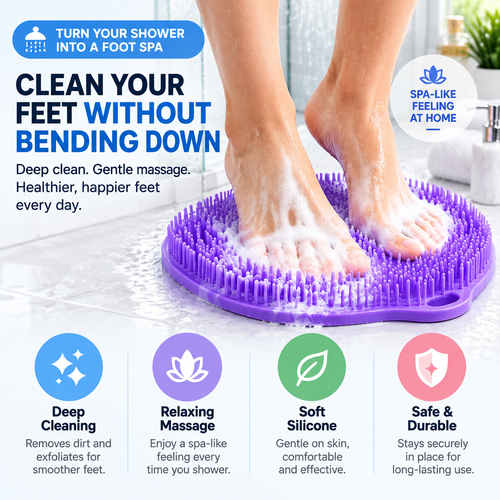 🦶 Hands-Free Shower Foot Scrubber Mat – Deep Clean & Massage Your Feet While You Shower
