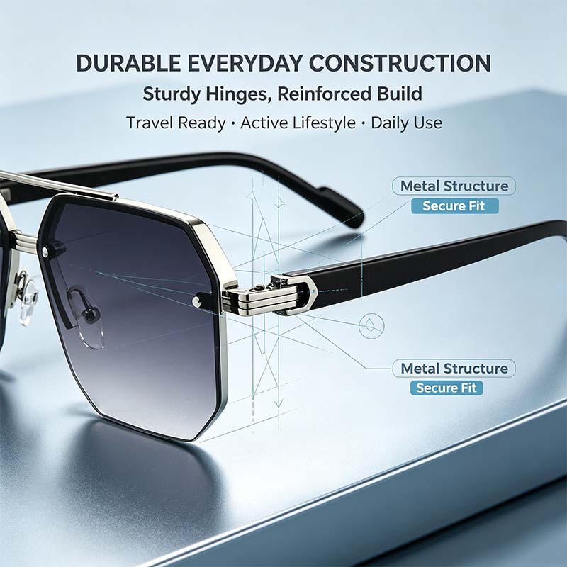 Unisex Retro Square Sunglasses - 1 Pair Polycarbonate Semi-Rimless Double Beam🕶️