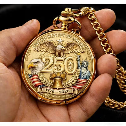 🎉🇺🇸 Limited Edition!🔥🔥 America 250th Anniversary Commemorative Pocket Watch — 1776-2026