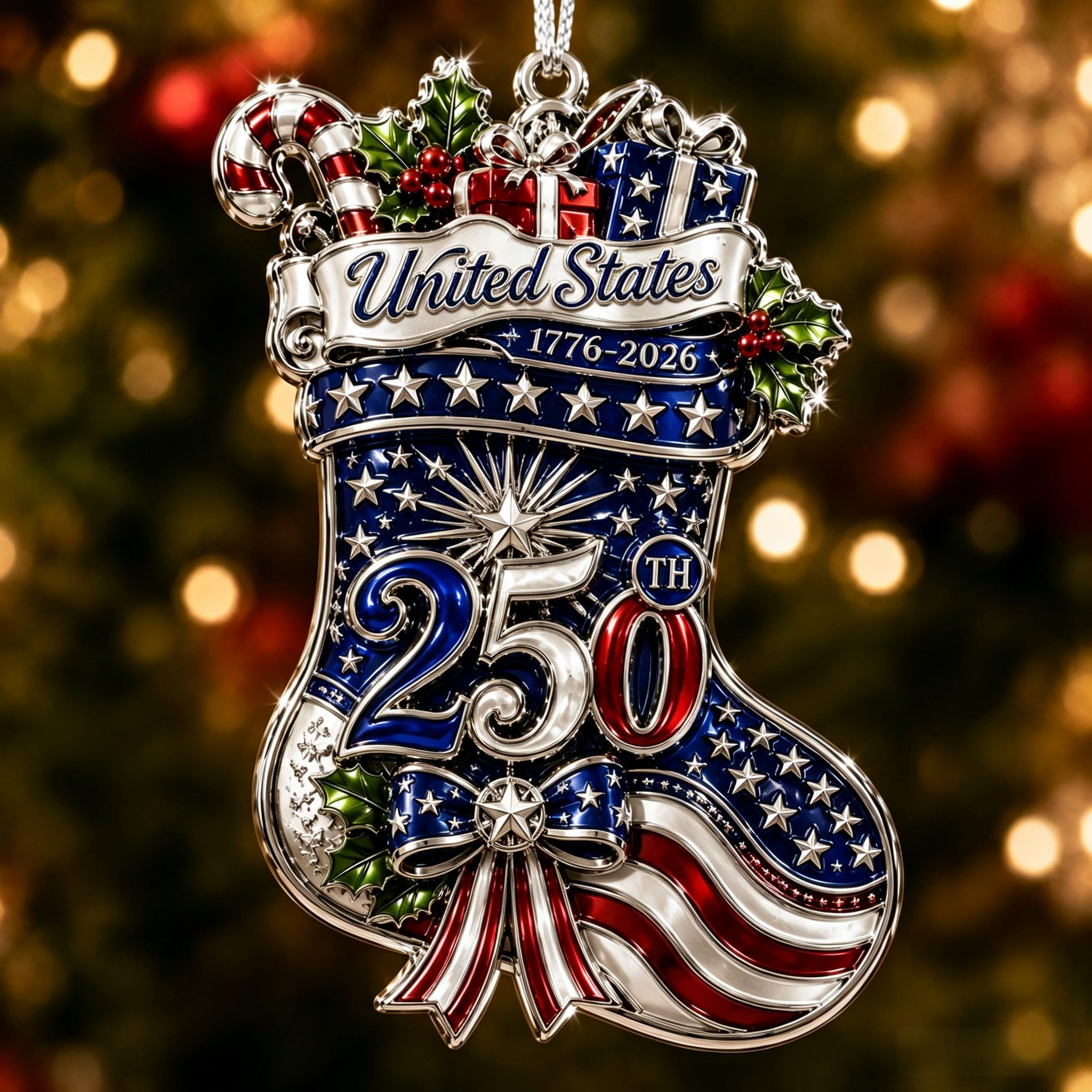 USA 250th Anniversary Christmas Ornament