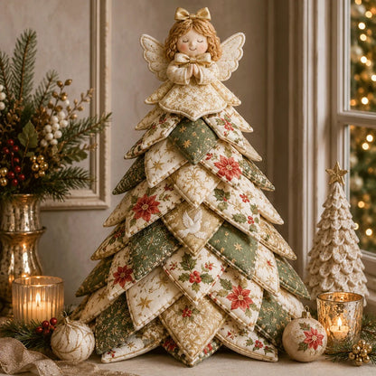 🎄 DIY Quilted Christmas Tree Kit – Handmade Fabric Holiday Tabletop Tree Decor ✂️✨
