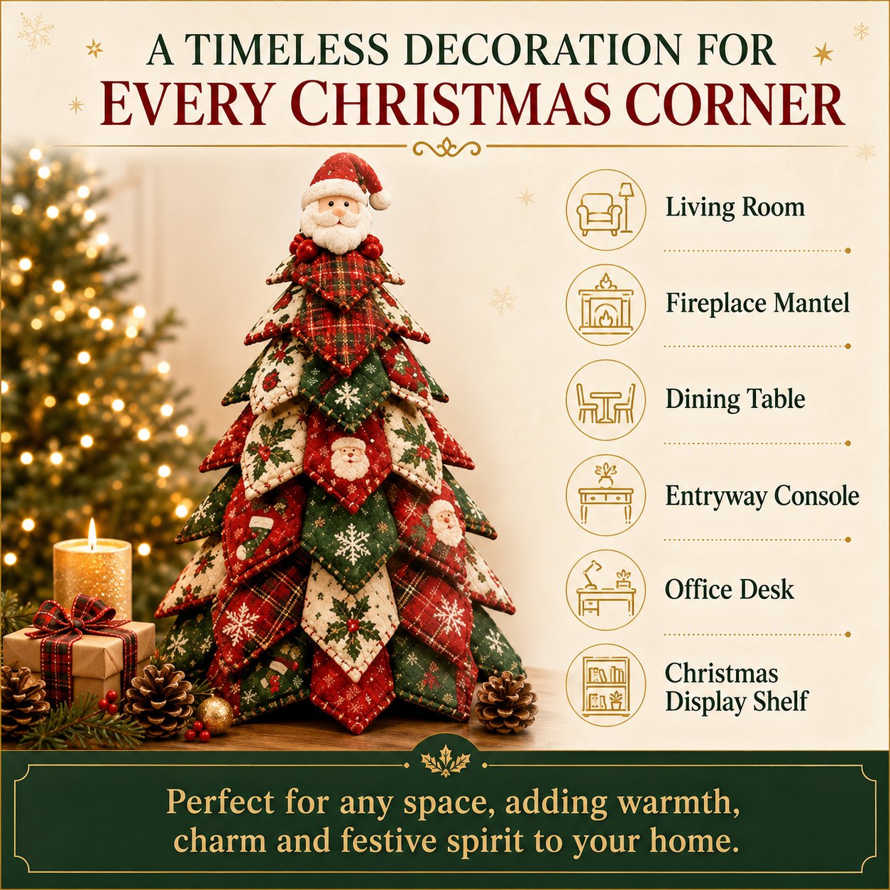 🎄 DIY Quilted Christmas Tree Kit – Handmade Fabric Holiday Tabletop Tree Decor ✂️✨