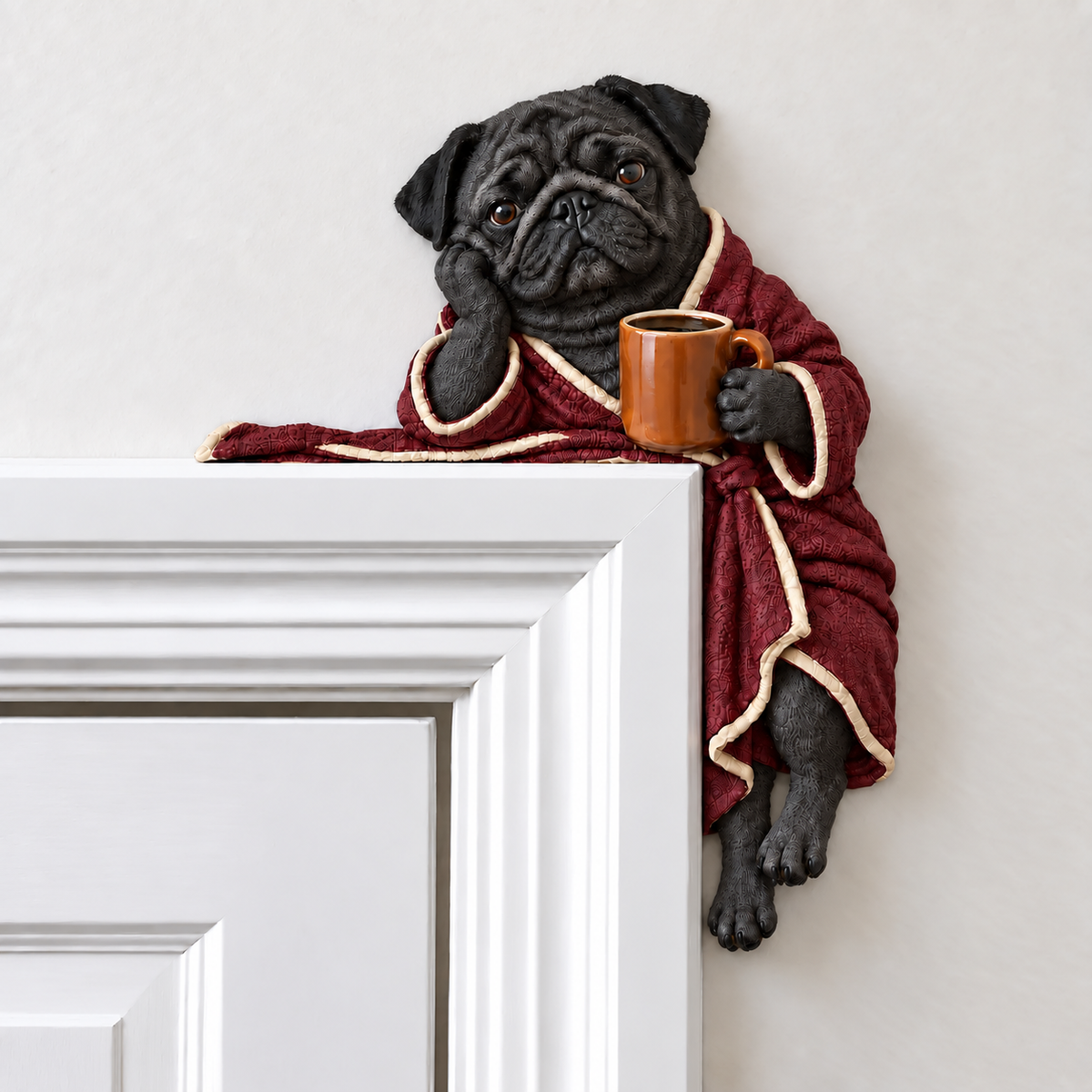 🐶Cozy Coffee Pug Door Corner Topper