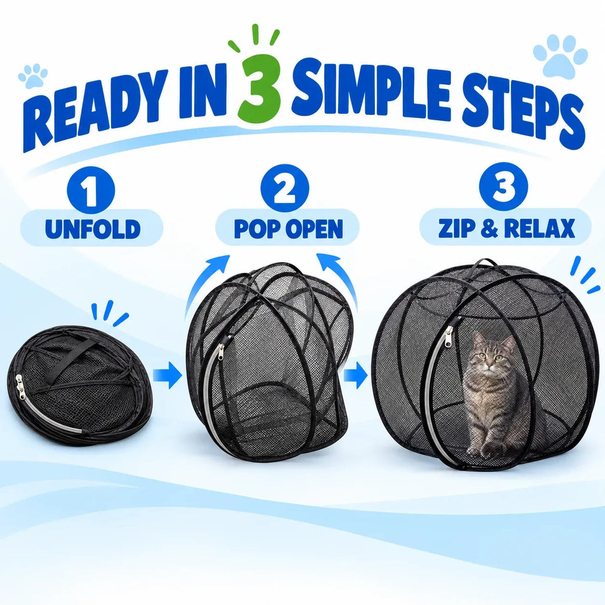 ❤️360° Panoramic Foldable Cat Playpen – Breathable Mesh Pet Enclosure