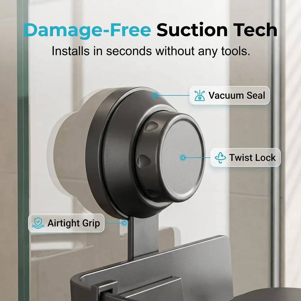 Triangle Suction Cup Shower Caddy ✨No Drill Wall Mount Bathroom Corner Storage Basket
