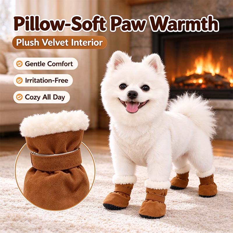 soft velvet puppy booties warm non slip paw covers for small dogs landing 06