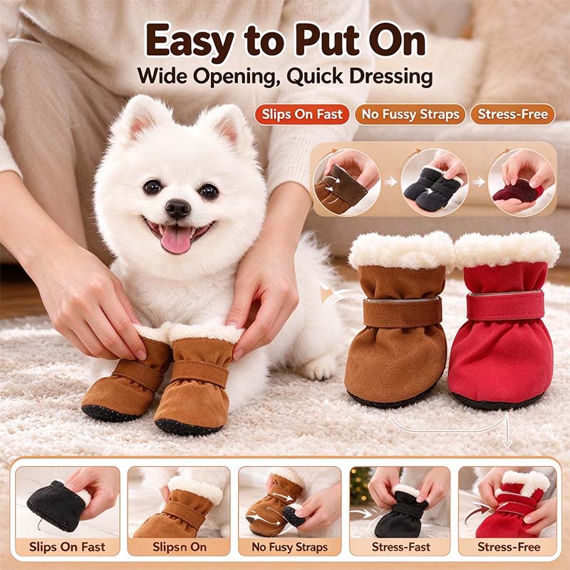 soft velvet puppy booties warm non slip paw covers for small dogs landing 08