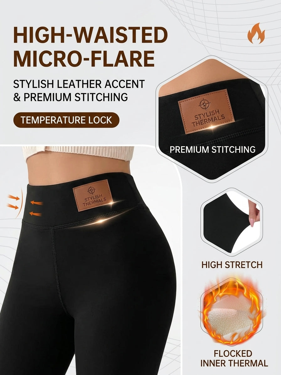 womens thermal thick lambskin high waisted micro flared pants landing 08