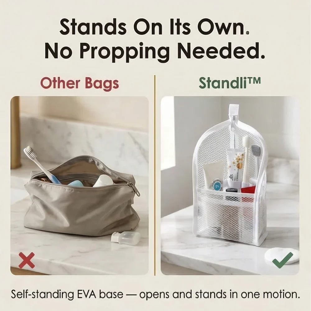 Standing Toiletry Bag, Waterproof Foldable Travel Makeup Organizer 🧳