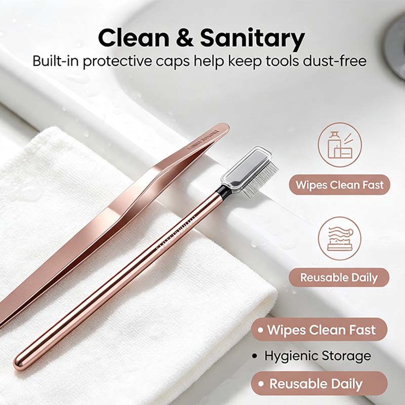 the big reveal lash brow touch up tool set precision stainless steel tweezers dual ended lash comb landing 07